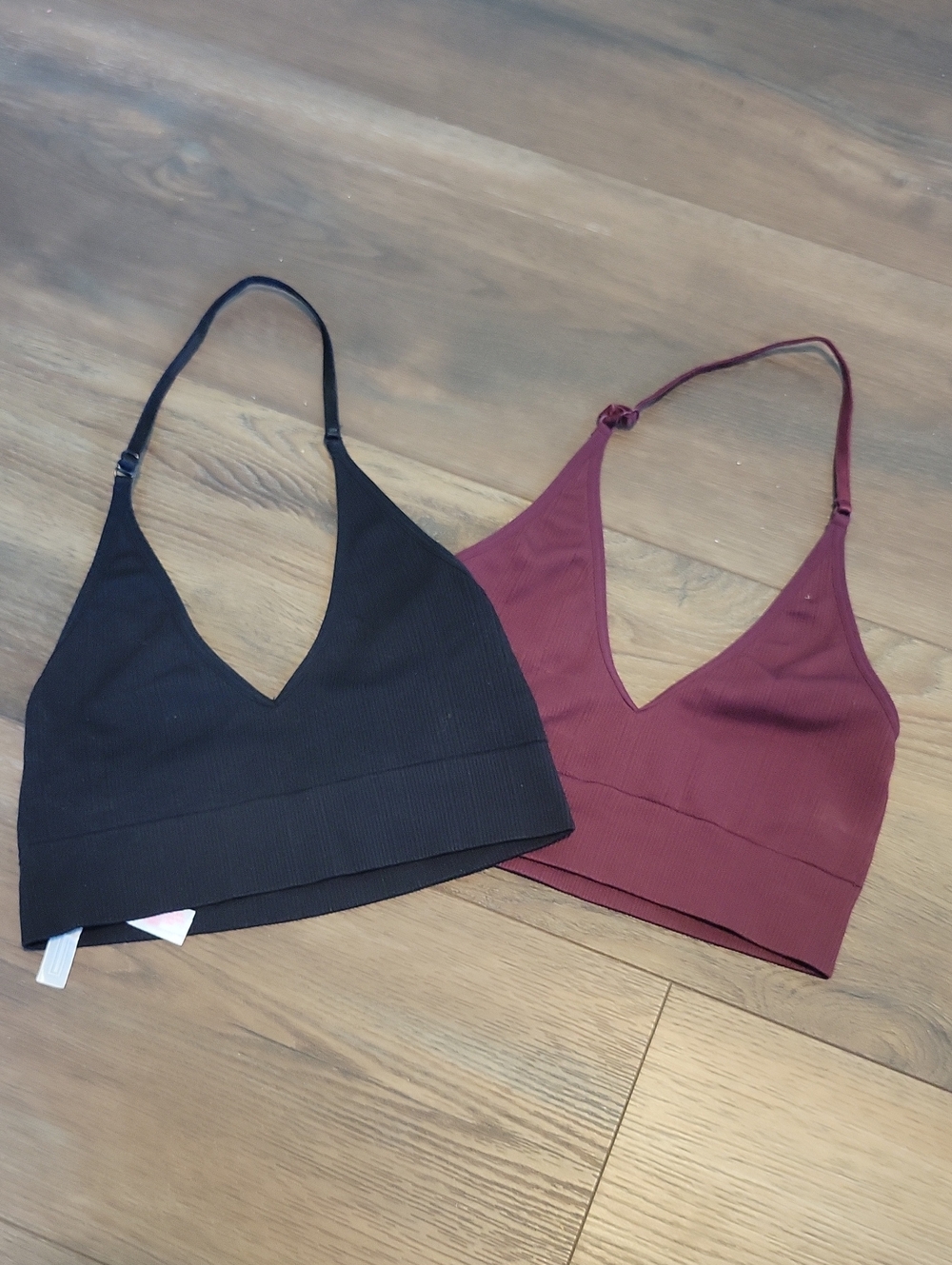 PINK Victoria's Secret Black & Burgundy Bralette Set